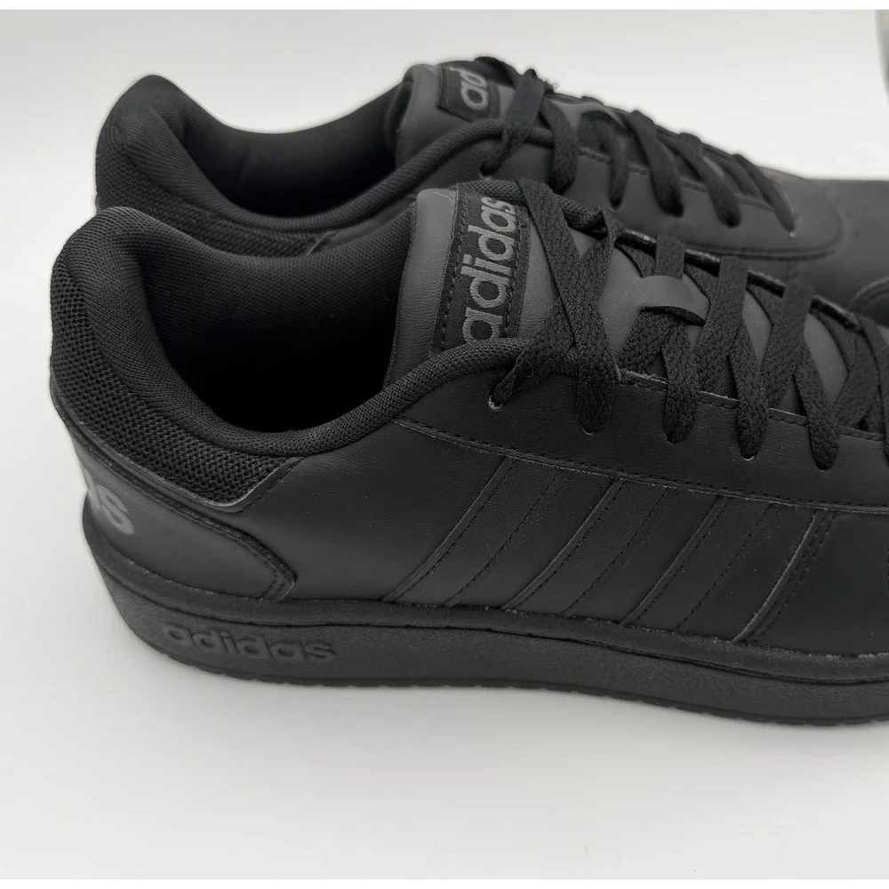 adidas Hoops 2.0 Men's Black Low Top Lace-Up Leather Sneakers EE7422 NWOB